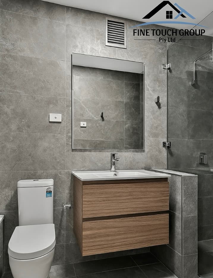Modern Dark Bathroom renovation in Darlinghurst