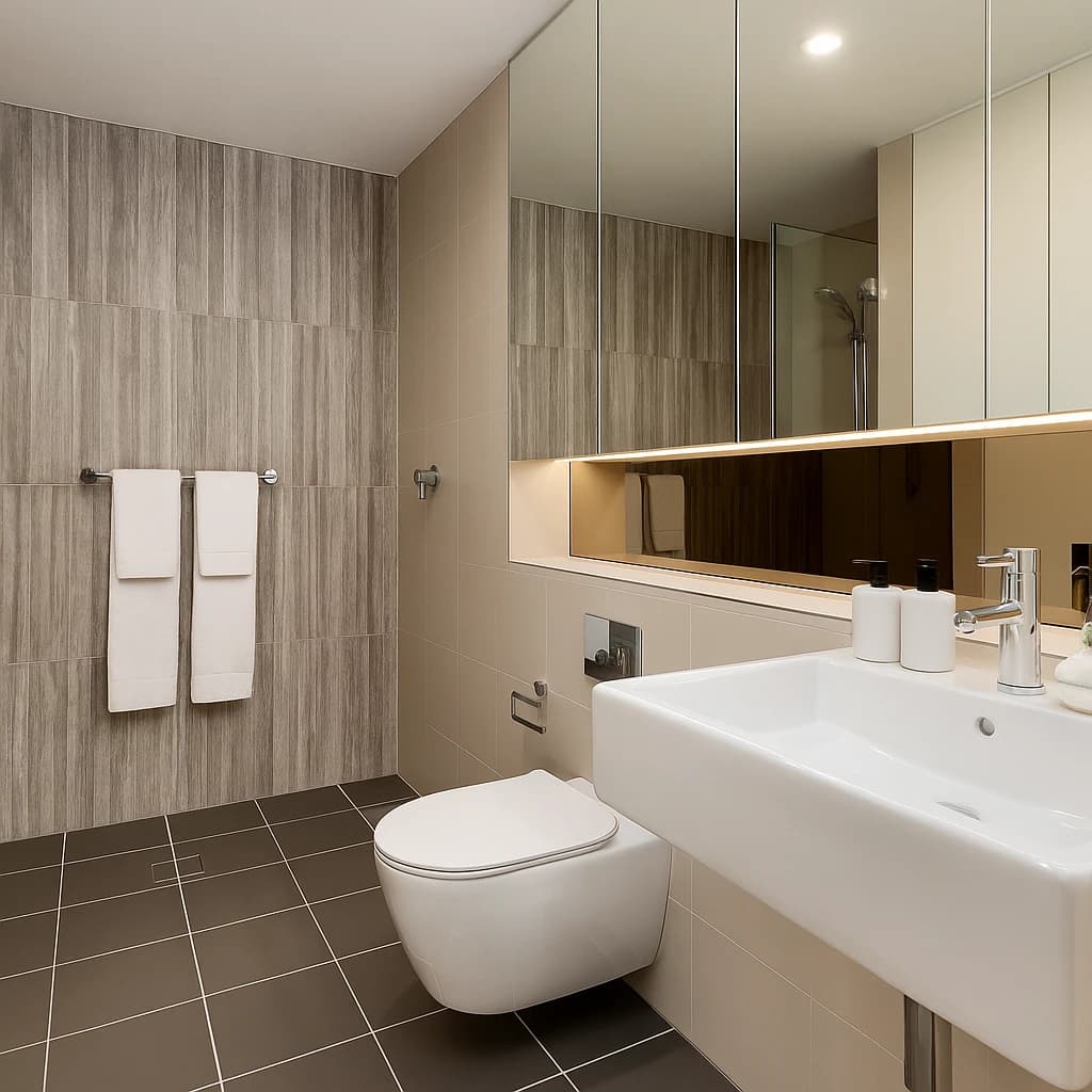 Bathroom with floating tiles