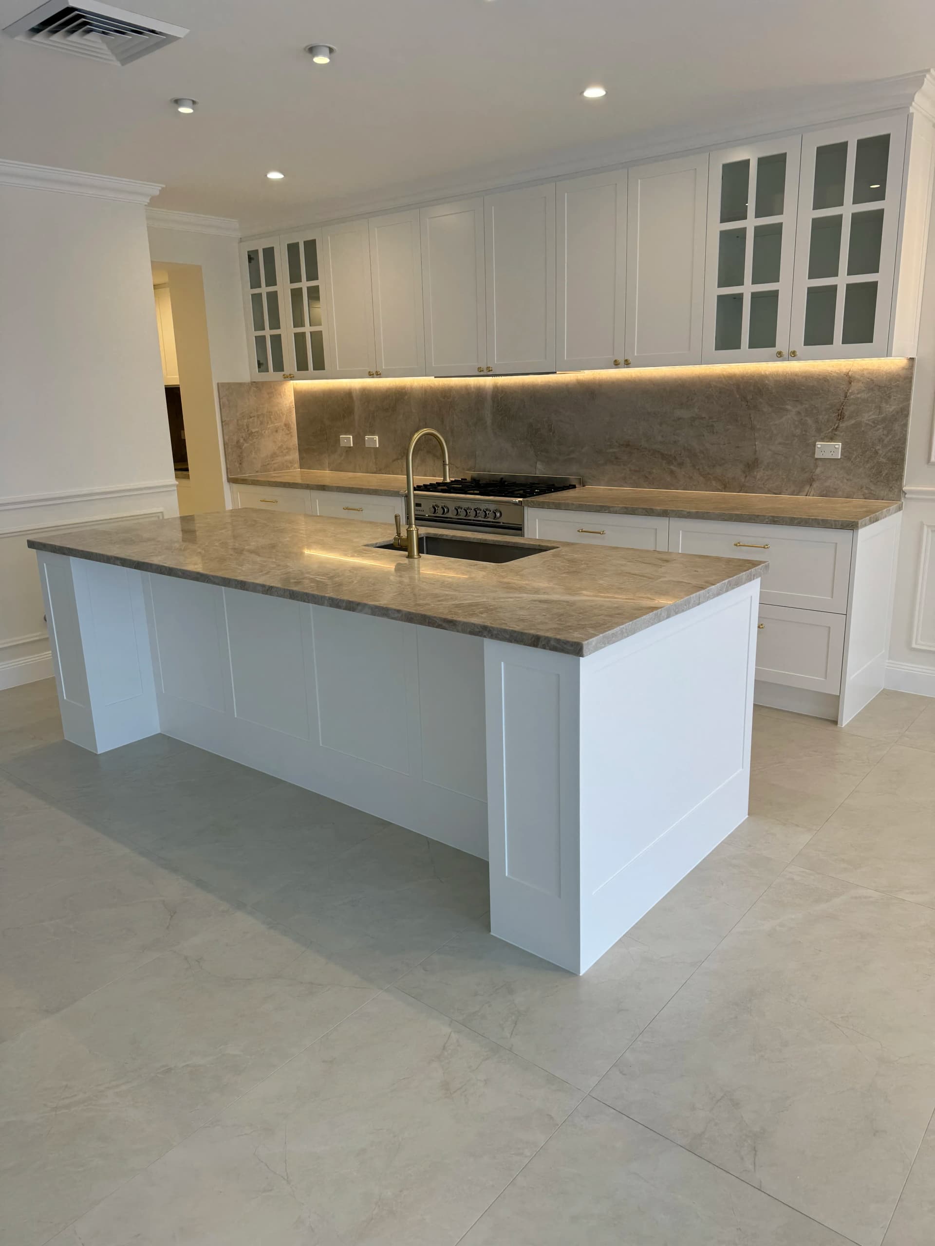 Kitchen with under-cabinet lighting
